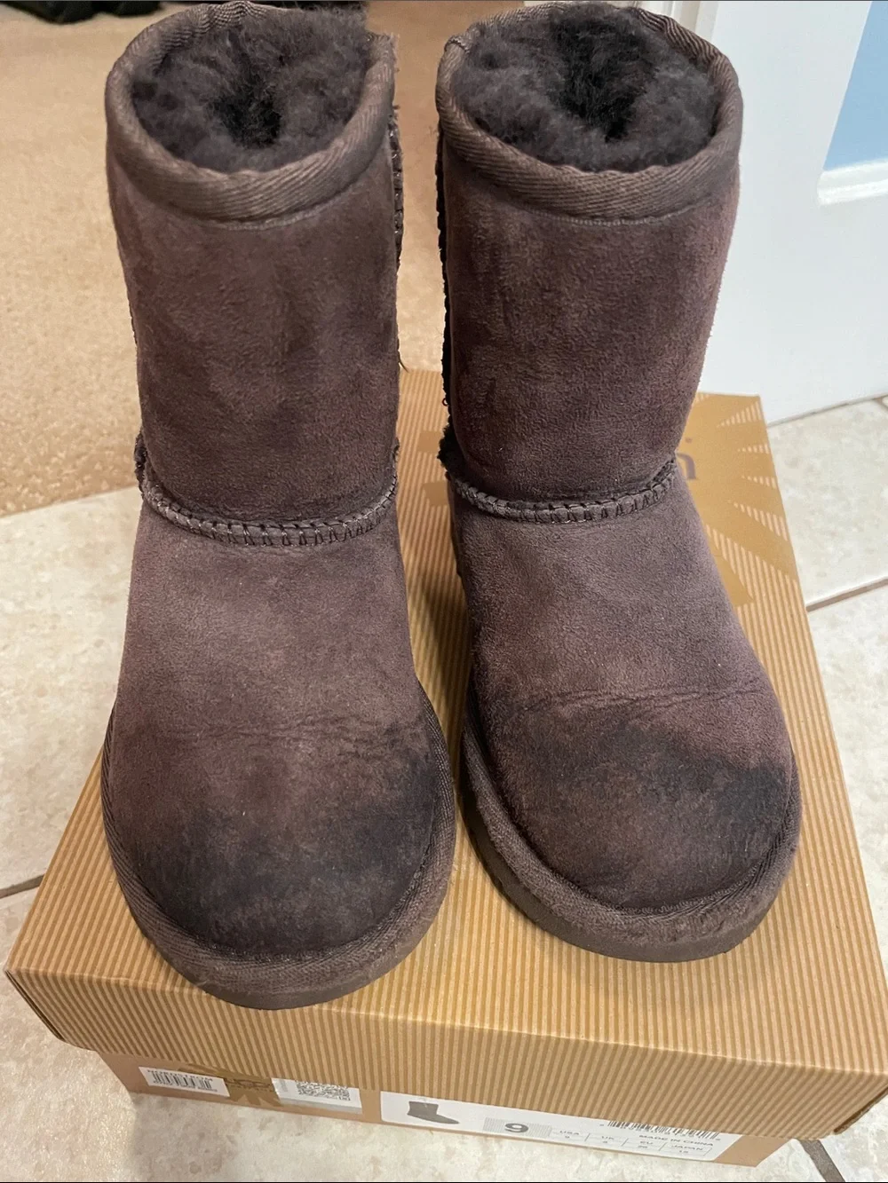Toddler Ugg Brown Suede Winter Boots with Plush Lining